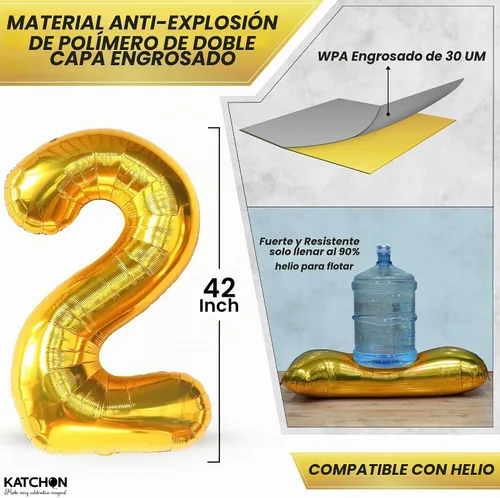 Vista 3 de Katchon, Globos gigantes dorados 2026 – 42 pulgadas Globos de Año Nuevo Números de globos 2026 Globo dorado para decoraciones de Año Nuevo Oro