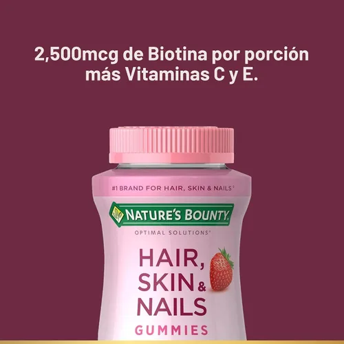 Vista 3 de Natures Bounty Soluciones óptimas caramelos para cabello, piel y uñas, 53545, 80, 1, 1