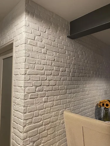 Vista 4 de Paneles de ladrillo sintético 3D, paneles de revestimiento de pared de piedra, chapas de ladrillo finas para decoración de paredes interiores