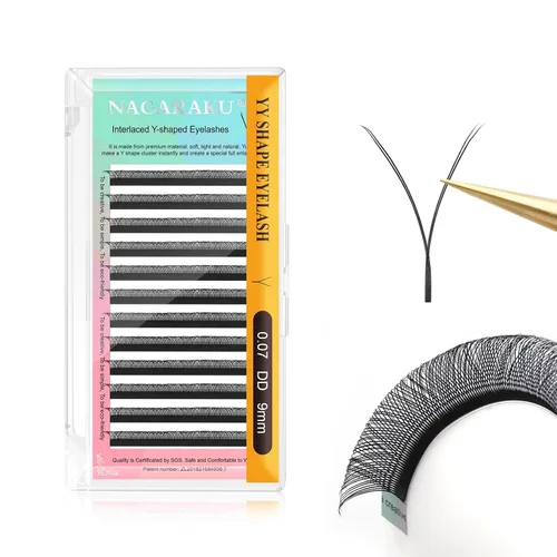 Vista 155 de NAGARAKU YY - Extensiones de pestañas, suministros Y, Lash 4D, Easy Fan, pestañas cruzadas de volumen ruso, pestañas YY, tejidas a mano, malla