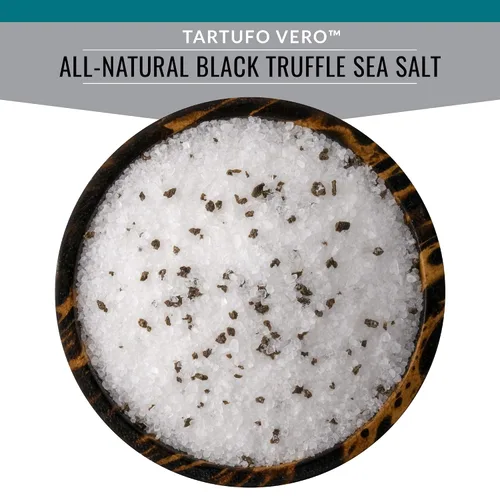 Vista 3 de SaltWorks Trufa negra natural, bolsa de cristales blancos y piezas de trufa marrón, sal marina, 3.5 onzas