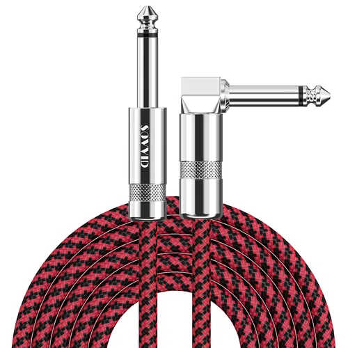 Vista 18 de Paquete de 2 cables de guitarra de 6 pies - Cable de instrumento recto de un cuarto de pulgada, cable de guitarra eléctrica, cables de guitarra