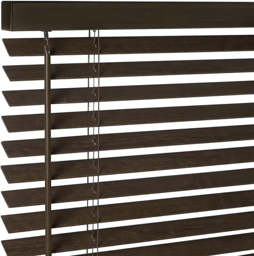 Vista 31 de Persianas de madera real de 2 pulgadas para ventanas de interior, persianas venecianas opacas de madera maciza, tamaño personalizado, color cereza