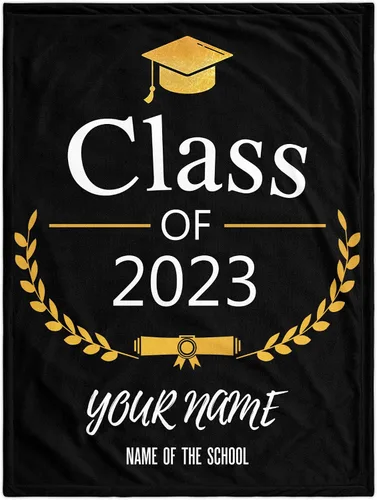 Vista 16 de Manta de graduación personalizada, regalos de graduación 2023, clase de graduación de 2023 con nombre de la universidad, manta de regalo