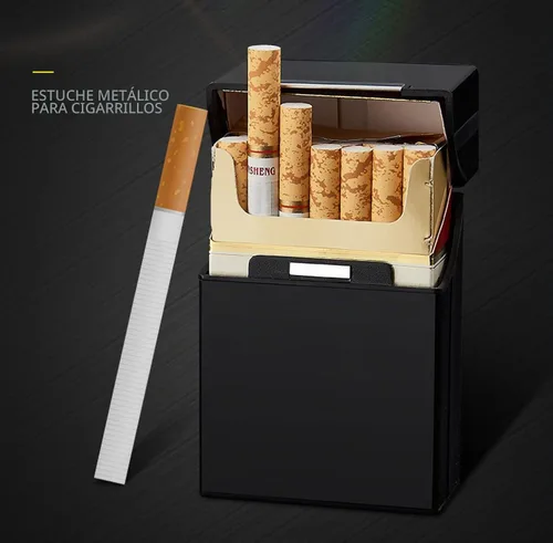 Vista 4 de Caja de cigarrillos Interruptor magnético de aluminio 20 Capacidad 3 Pack (gris+azul+negro, 3.346 in)