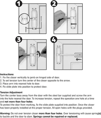 Vista 5 de Resorte de seguridad para puerta, marrón de Prime-Line Products KC17HD., KC10HD Diecast Construction, Easy to Install, Converts Hinged Doors to