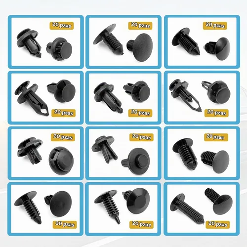 Vista 6 de 240 clips de retención de parachoques – Clips de retención de empuje para automóvil, remaches de plástico, kit de retención de empuje