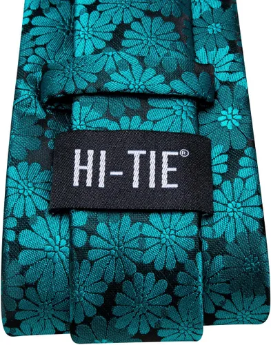 Vista 150 de Hi-Tie Corbatas de seda para hombre, diseño de cachemira a rayas, con bolsillo, gemelos cuadrados, conjunto formal de negocios