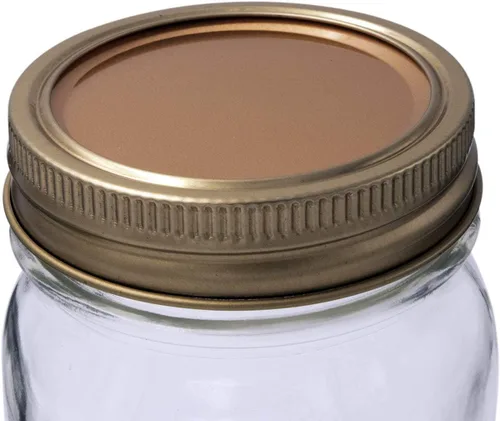 Vista 5 de Insertos de tapa de almacenamiento plana de aluminio de color cobre para tarros Mason (paquete de 10, boca regular)