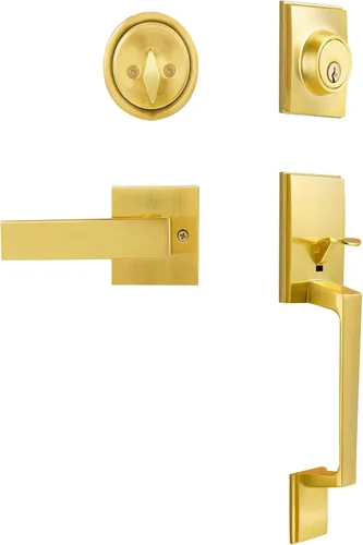 Vista 7 de Azdele Juego de Manija y Cerrojo de Puerta Delantera, Juego de Cerradura de Puerta Delantera, Juego de Cerradura de Puerta Exterior, Manija