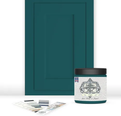 Vista 128 de Pintura TODO EN UNO, Abbey (gris cálido), Muestra de 8oz - Pintura duradera para gabinetes y muebles. Imprimación y capa superior incorporadas,