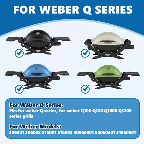 Vista 2 de SafBbcue 7644/7582 Rejillas de cocción de hierro fundido y 60040 kits de tubo de quemador para parrillas Weber Q1200 Q100 Q120 Q1000 50060001 386001