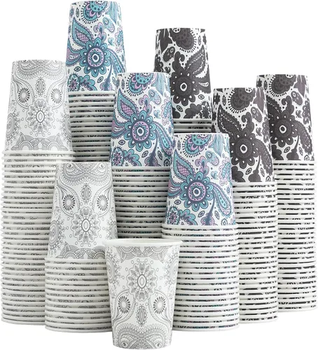 Vista 12 de Clawsoff [Paquete de 300] Vasos de papel de 3 onzas, vasos pequeños para enjuague bucal de 3 onzas, mini vasos de baño desechables, vasos de papel