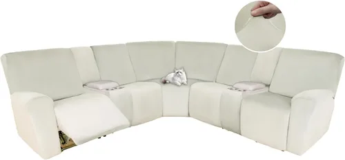 Vista 60 de HDCAXKJ Fundas de sofá seccional reclinable de terciopelo, cubierta de sofá seccional en forma de L, lavable, elástica, suave, para rincón