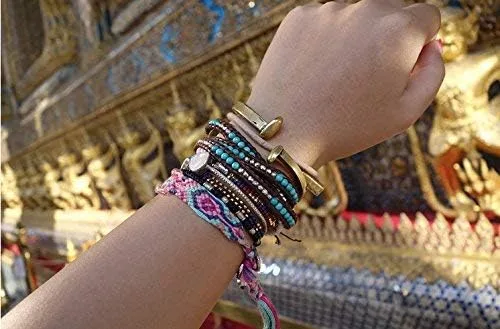 Vista 5 de KELITCH Pulsera de plata con 3 cuentas y nácar turquesa, hecha a mano, nueva joyería, Turquesa creada, turquesa creada