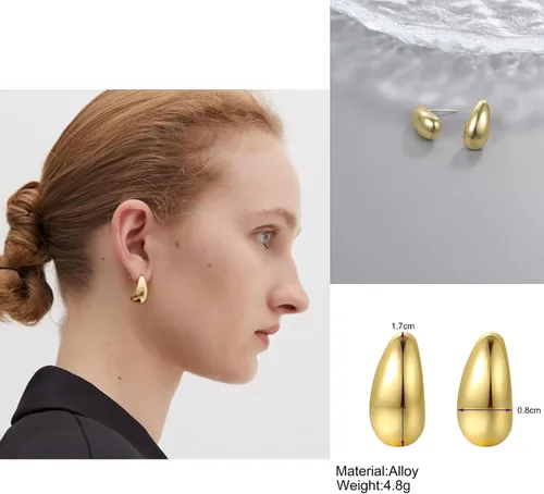 Vista 6 de 13 pares de aretes geométricos de oro y plata exagerados, aretes punk, elegantes aretes trenzados sectorios, joyería para mujeres y niñas