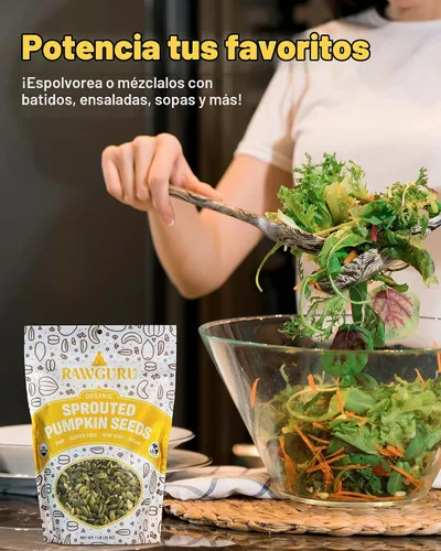 Vista 5 de RawGuru Semillas de calabaza germinadas orgánicas, semillas de calabaza para comer, 16 onzas, paquete de 1