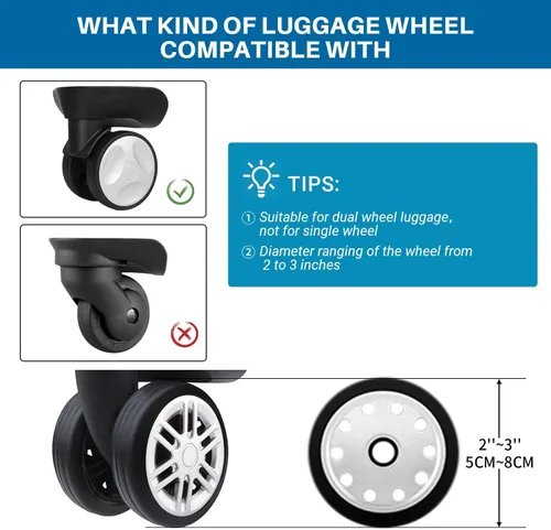 Vista 5 de LEWSHQI Fundas protectoras de ruedas de equipaje de 8 piezas, funda de silicona para maletas, accesorios de ruedas, para la mayoría de las ruedas