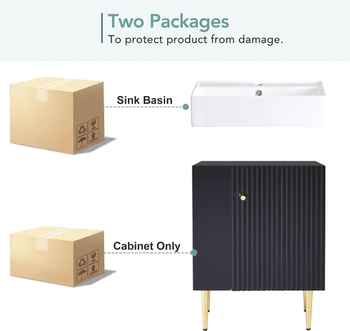 Vista 9 de Harper & Bright Designs Tocador de baño de 21.6" con lavabo, conjunto de tocador independiente de lavabo individual con gabinete de almacenamiento
