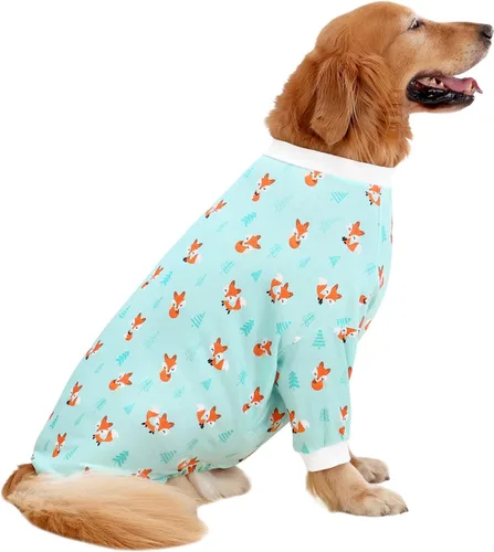 Vista 7 de HDE Pijama de una pieza para perro, ligero, para perros M-3XL, estrellas fantasmales, talla S