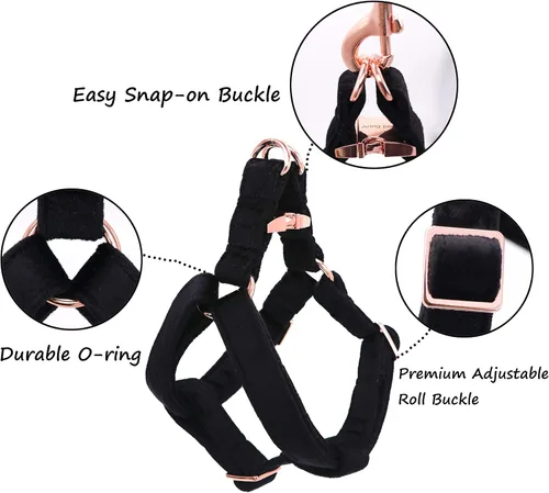 Vista 5 de ARING PET Arnés halter para perro, arnés de terciopelo para perro, arnés halter para perro sin tirones, arnés ajustable resistente para perros