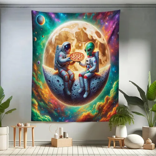 Vista 193 de Ambesonne Tapiz Trippy, vista panorámica de la cascada con bosques de ensueño y mandala oriental psicodélico, decoración de tela para colgar