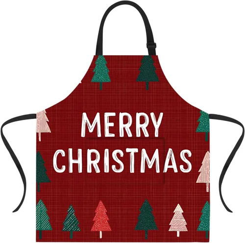 Vista 37 de ANNA QUEEN Delantal de Feliz Navidad para mujeres y hombres con bolsillos, delantal de muñeco de nieve, delantal de cocina ajustable para cocinero