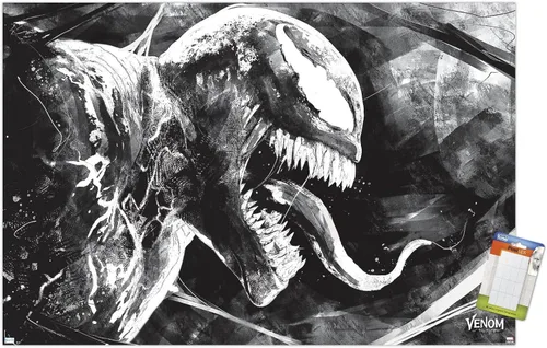 Vista 12 de Trends International Marvel Venom: Let There be Carnage - Póster de pared de boceto, 22.4 pulgadas de largo x 14.7 W, versión enmarcada en madera