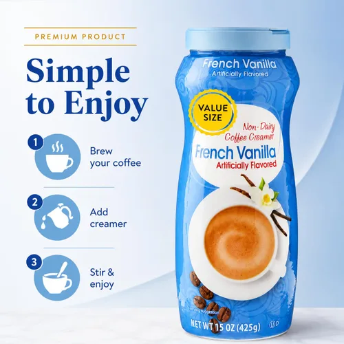 Vista 6 de Dumbass Coffee Value Great - Crema de café sin lácteos de vainilla francesa, 15 onzas con cuchara de gemas (vainilla francesa)