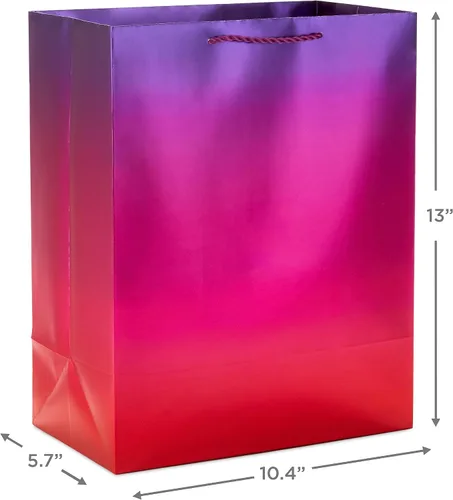 Vista 3 de Hallmark Surtido de bolsas de regalo iridiscentes grandes de 13 pulgadas (3 bolsas: gradiente de arco iris - azul/verde, oro/plata, morado/rojo)