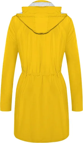 Vista 3 de Twinklady - Chaqueta de lluvia femenina, impermeables rayados de montañismo, gabardinas livianas con capucha para intemperie