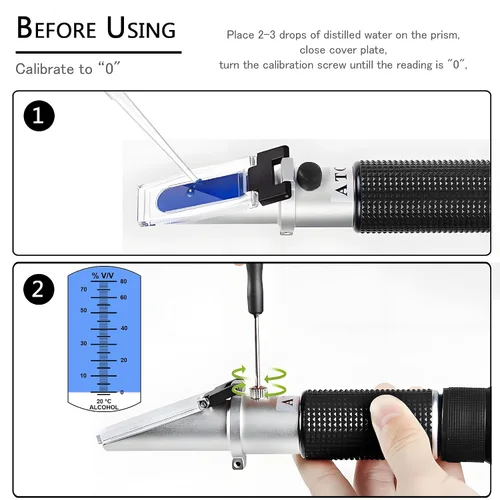 Vista 4 de Refractómetro de alcohol manual, V·RESOURCING 0~80% medidor de contenido de alcohol, herramienta para licores destilados de etanol con agua como