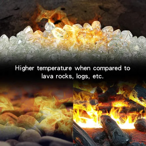 Vista 4 de Stanbroil Diamantes de cristal de fuego de 10 libras, vidrio de fuego de 1/2 pulgada para chimenea, hoguera y paisajismo, brillo de hielo de cristal