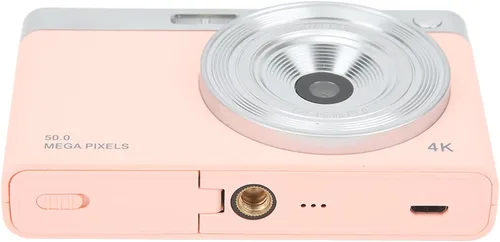 Vista 9 de Luqeeg Cámara digital 4K, cámara IPS HD de 2.88 pulgadas con enfoque automático AF, zoom digital, luz de relleno LED, rosa, compacta, 50 MP