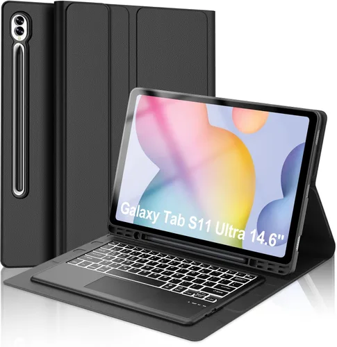 Vista 9 de for Samsung Galaxy Tab S11 Ultra 14.6 inch Keyboard Case, 7 Colors Backlit, Multi-Gesture Smart Touchpad, Detachable Bluetooth Wireless Trackpad