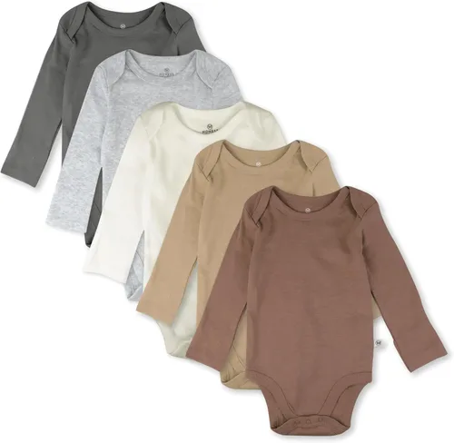 Vista 10 de HonestBaby Baby-girls - Paquete de 5 mamelucos de manga larga de una pieza 100% algodón orgánico para bebés y niñas Negro