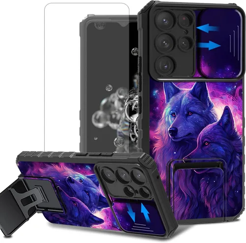 Vista 71 de Funda para teléfono Samsung Galaxy A15 5G con protector de pantalla con cubierta deslizante para cámara y soporte de doble capa híbrida resistente a