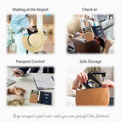 Vista 7 de Lychii Funda para pasaporte con bloqueo RFID, cartera delgada de piel sintética para pasaporte, para viajes, 5.7 x 4.1 pulgadas