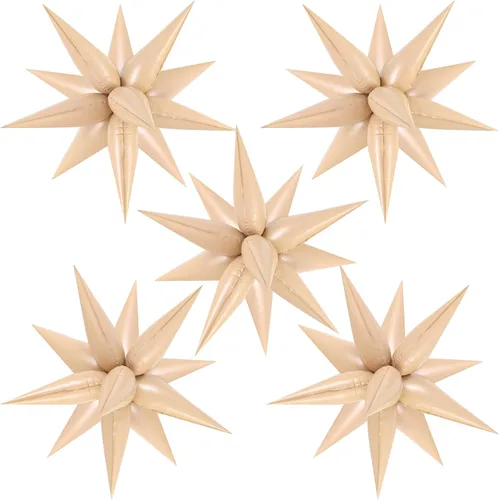 Vista 20 de 60 unidades de globos de estrella negros con explosión de 12 puntas de papel de aluminio con forma de cono mágico grande para decoración de fondo