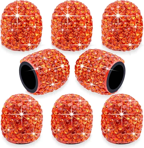 Vista 18 de 4 tapas de válvula de vástago de neumático de diamantes de cristal brillante, a prueba de polvo, tapas universales para válvulas de neumáticos