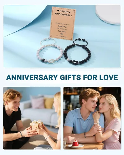 Vista 6 de UNGENT THEM Pinky Promise Forever Knot - Pulseras para parejas, aniversario, Navidad, San Valentín, regalos para novio, novia, él y ella