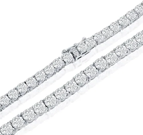Vista 2 de NYC Sterling Nuevo collar de tenis de circonita cúbica redonda de 0.157 in para mujer