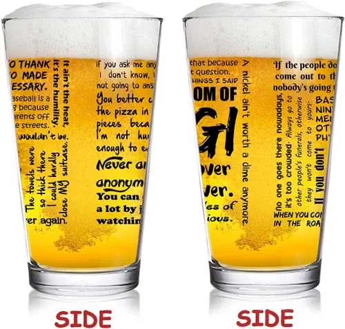 Vista 3 de DU VINO Yogi-isms - Vaso de cerveza de 16 onzas, regalo divertido para los fanáticos de Yogi Berra, fanático del béisbol, fanático de los Yankees