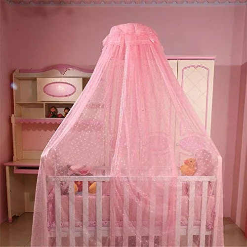 Vista 4 de Mosquitera para cuna de bebé, con soporte de clip, color rosa