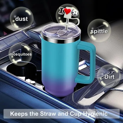 Vista 2 de 10 tapas de popote para vaso Stanley Cup de 30 y 40 onzas, de 0.394 in, reutilizables, de silicona, para copas Stanley, accesorios para vasos