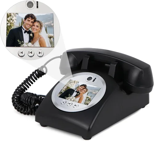 Vista 12 de Libro de invitados de audio y video, teléfono de boda, video HD 1080P, libro de invitados de estilo retro con batería de larga duración para bodas
