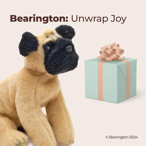 Vista 5 de Bearington Lil' Pugsly - Peluche de pug pequeño, lavable de 6 pulgadas, juguete suave con cara y piel expresiva, regalo adorable para niños