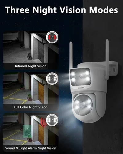Vista 6 de Sistema de cámara de seguridad WiFi de doble lente de 4 MP, visión amplia de 130° + seguimiento automático PTZ, banda dual de 2.4G/5.8G, cámara