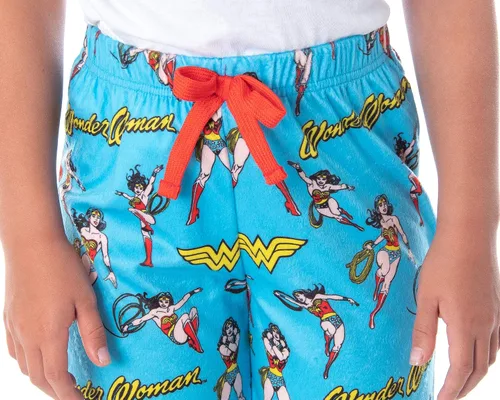 Vista 4 de DC Comics Wonder Woman - Pantalones de pijama para niñas, diseño vintage