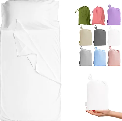 Vista 12 de Forro de saco de dormir 100% algodón con cremallera, sábana de viaje para adultos, para hoteles, camping, excursionistas, colchón, caravana, sofá